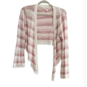 No Boundaries Pink and Cream Striped Cardigan Size M